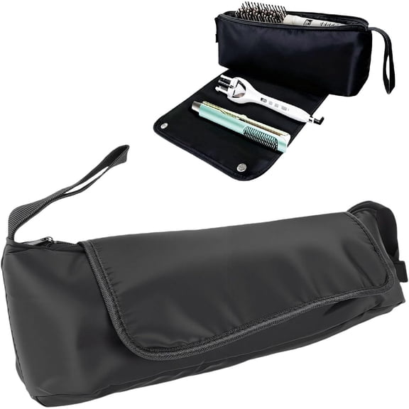 Hot Tools And Makeup Brush Travel Organizer, 2 In 1 Heat Resistant Mat, Large Capacity, For Flat Irons And Curling Irons
