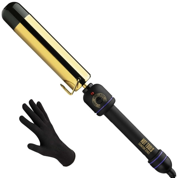 Hot Tools Pro Signature 1-1/2" Gold Hair Curling Wand, Gold and Black with Protective Glove