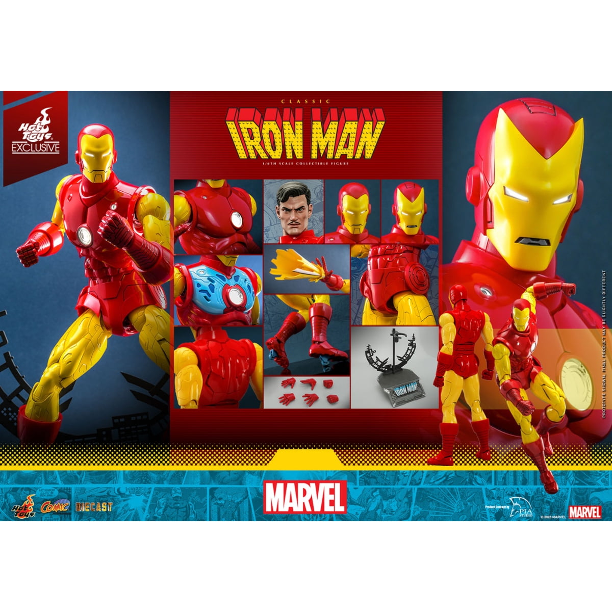 Hot Toys Exclusive Iron Man Classic Comic Masterpiece Diecast 1/6