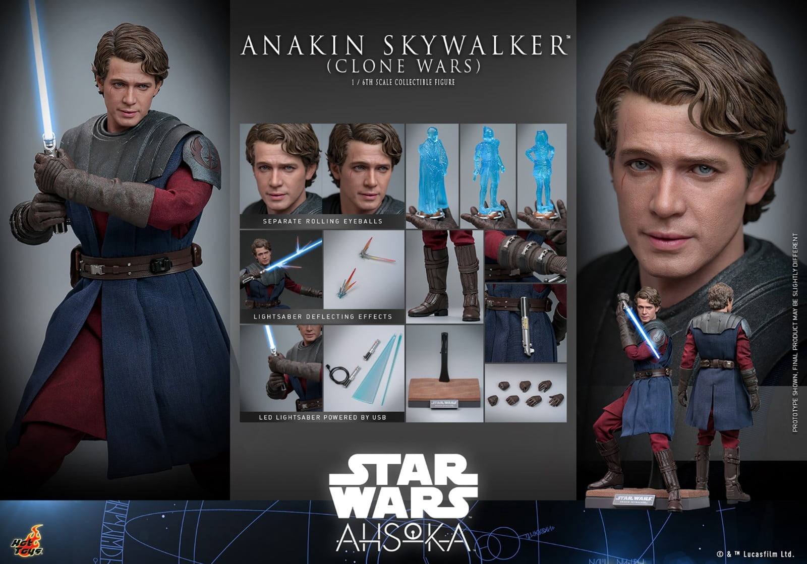 Hot Toys Sideshow Anakin Skywalker Star Wars Ahsoka 1:6 Scale 913285 In Stock