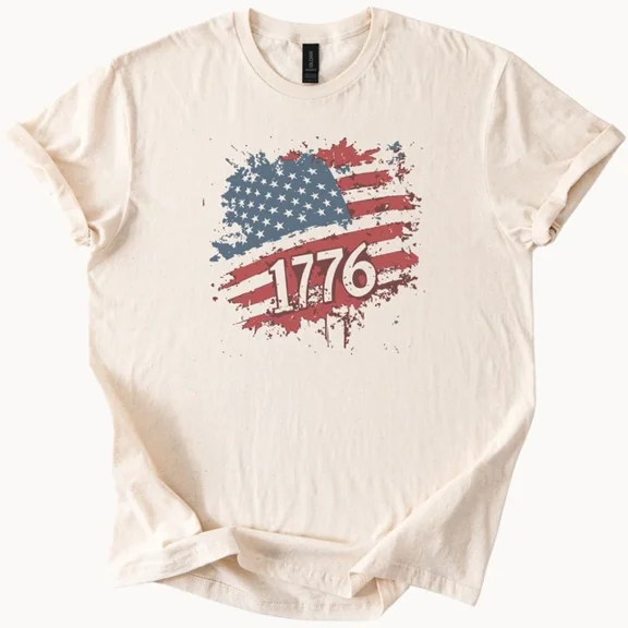 Hot Trending 1776 USA Flag TShirt Patriotic Distressed Tee Design Preview Only