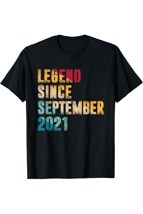 Hot Trending 3 Years Old Gifts Legend Since September 2021 3rd Birthday T-Shirt Vintage Tee -Birthday Gifts