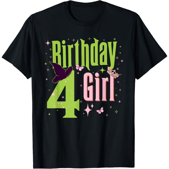 Hot Trending 4Th Birthday Witch Pink And Green 4 Year Old Birthday Girl T-Shirt Vintage Tee -Birthday Gifts