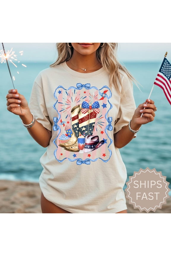 Hot Trending 4Th Of July Cowgirl Boots Tee Shirts, Love America Women Tops, Howdy Forth July Womens Shirts, Texas Usa Flag Gift For Her S-5Xl Birthday Gifts; For Men & Women