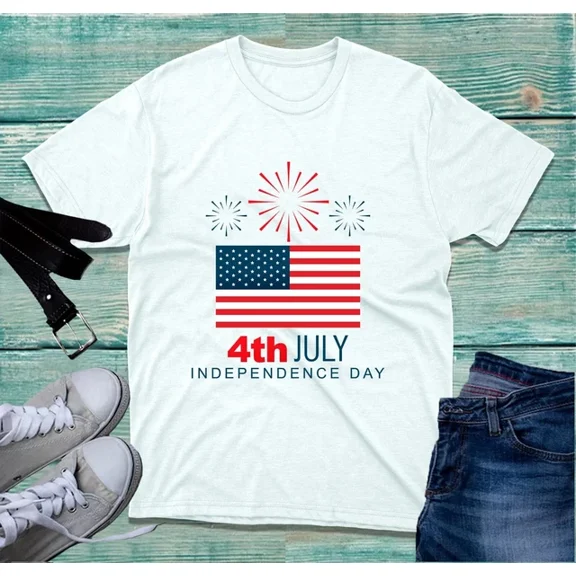 Hot Trending 4Th July Independence Day Patriotic American Flag White T-Shirt S-5Xl Birthday Gifts; For Men & Women
