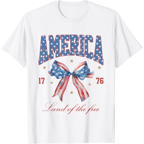 Hot Trending 4Th Of July America Coquette Bow Independence Day Patriotic T-Shirt Birthday Gifts; For Men & Women