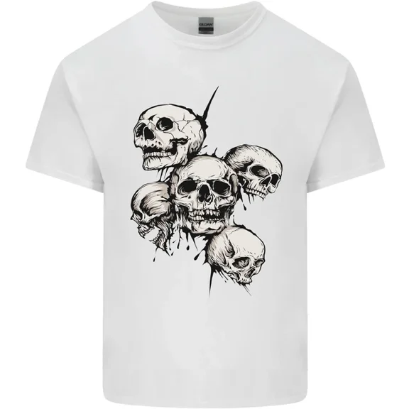 Hot Trending 5 Skulls Demons Biker Gothic Heavy Metal T-Shirt Design Preview Only