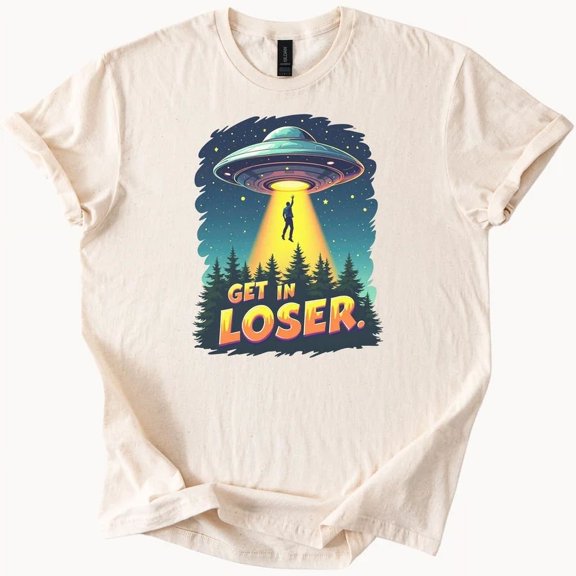 Hot Trending Alien Shirt Unisex Abduction Get In Loser Graphic Tee Funny Retro Design Preview Only