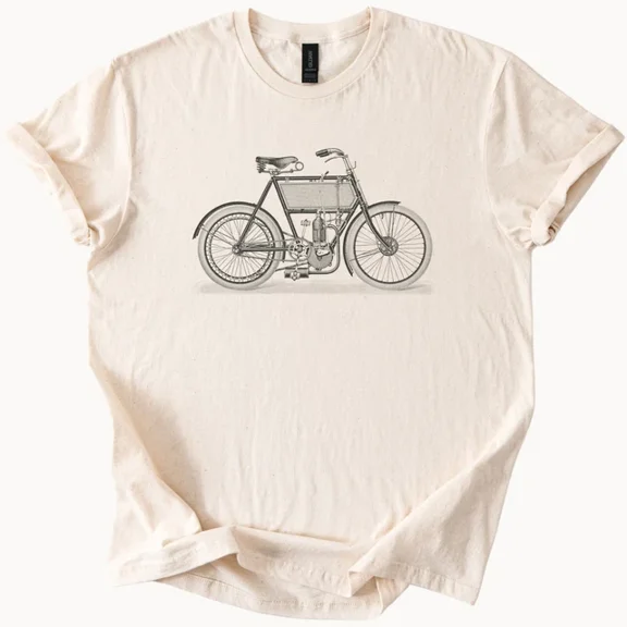 Hot Trending Antique Motorcycle Graphic T-Shirt Classic Bike Tee Design Preview Only
