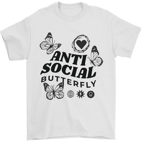 Hot Trending Antisocial Butterfly T-Shirt Design Preview Only