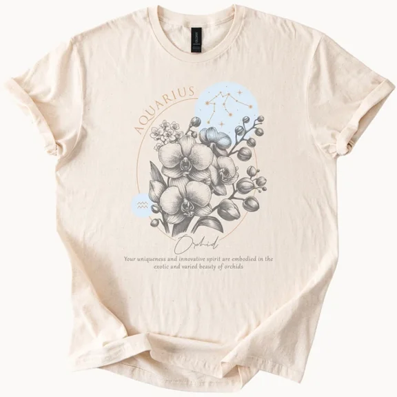 Hot Trending Aquarius Orchid Shirt Astrology Tee Gift Design Preview Only