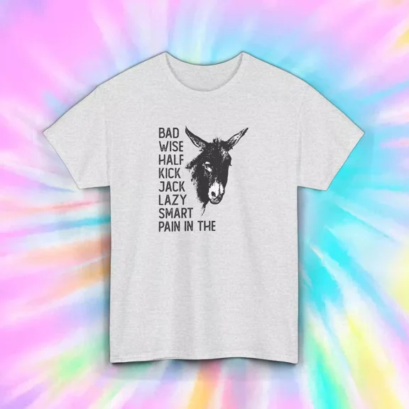 Hot Trending Bad Wise Half Jack Smart Lazy Donkey Funny Graphic T-Shirt Design Preview Only