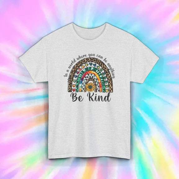 Hot Trending Be Kind Rainbow T-Shirt | Inspirational Leopard Print | Kindness Shirt Design Preview Only