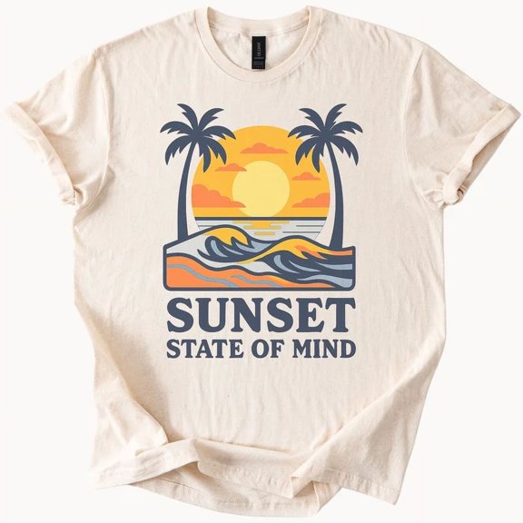 Hot Trending Beach Sunset Palm Tree Shirt Summer Graphic Tee Design Preview Only