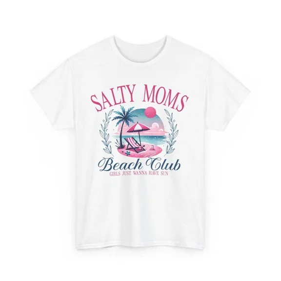 Hot Trending Beach Vibes T-Shirt | Summer Ocean Waves Tee | Salty Moms Beach Club Shirt Design Preview Only