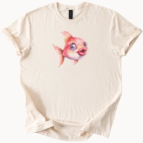Hot Trending Big Lips Goldfish Tee Cute Cartoon Fish Graphic T Shirt Funny Animal Gift Goldfi Design Preview Only