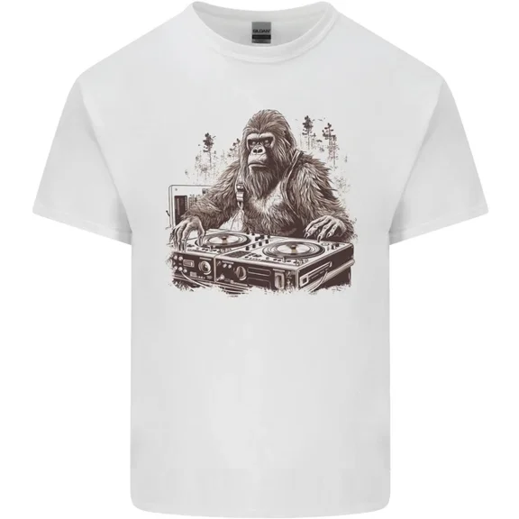 Hot Trending Bigfoot DJ Funny Dancy Music Rave Ape Gorilla T-Shirt Design Preview Only