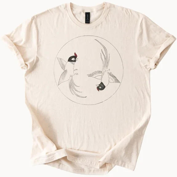 Hot Trending Bird Shirt Twin Swallow Yin Yang Gildan Softstyle Tee Vintage Style Design Preview Only