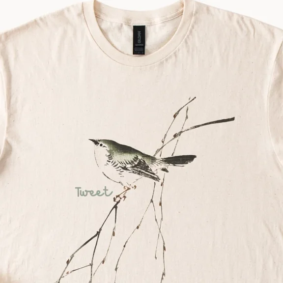 Hot Trending Bird Shirt Unisex Minimalist Graphic T Shirt with Tweet Text Nature Tee Design Preview Only