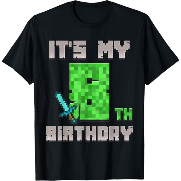 Hot Trending Birthday Boy Shirt It's My 8th Birthday Gamer Pixel Number T-Shirt Vintage Tee -Birthday Gifts