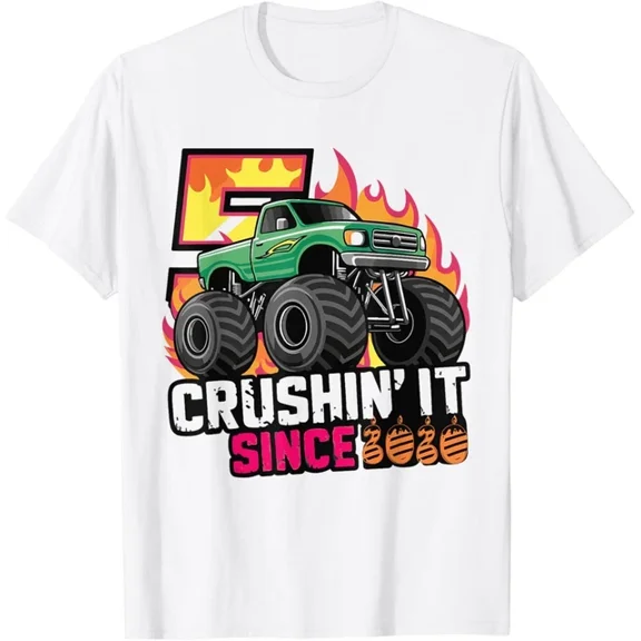 Hot Trending Birthday Monster Truck 5 year Old 5th Party Born 2020 Design Preview Only