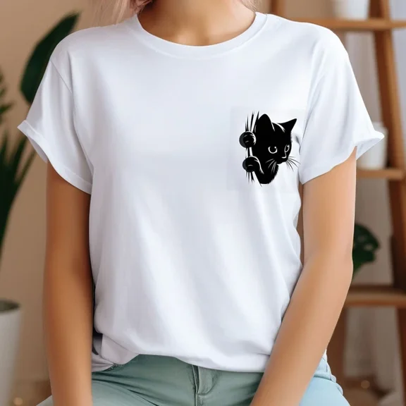 Hot Trending Black Cat Shirt, Peeking Cat Shirt, Cat Lover Gift, Shirts, Cat Ma Design Preview Only