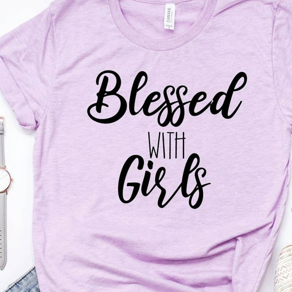 Hot Trending Blessed with Girls T-Shirt, Mom Shirt, Cute Mom Shirt, Mom Blessed T-Shirt, Mothers Day Gift, Twin Girls, Funny Motherhood Tee Design Preview Only