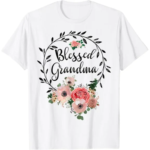 Hot Trending Blessed Grandma For Women Flower Decor Grandma Flowers T-Shirt S-5Xl Birthday Gifts; For Men & Women