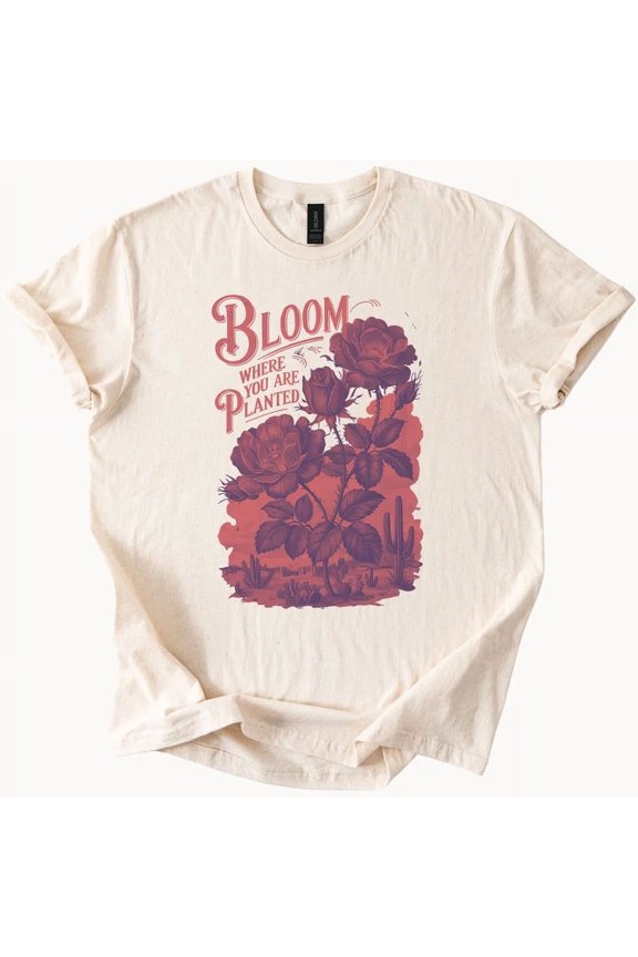 Hot Trending Bloom Planted Floral Tee Desert Rose Graphic Shirt Design Preview Only