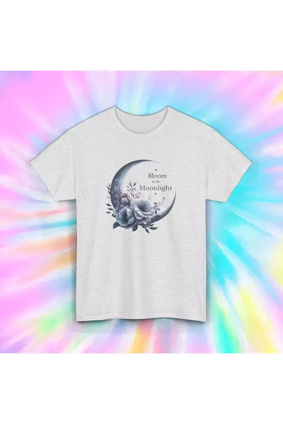 Hot Trending Bloom in Moonlight T-Shirt | Floral Crescent Moon Graphic | Nature | Design Preview Only