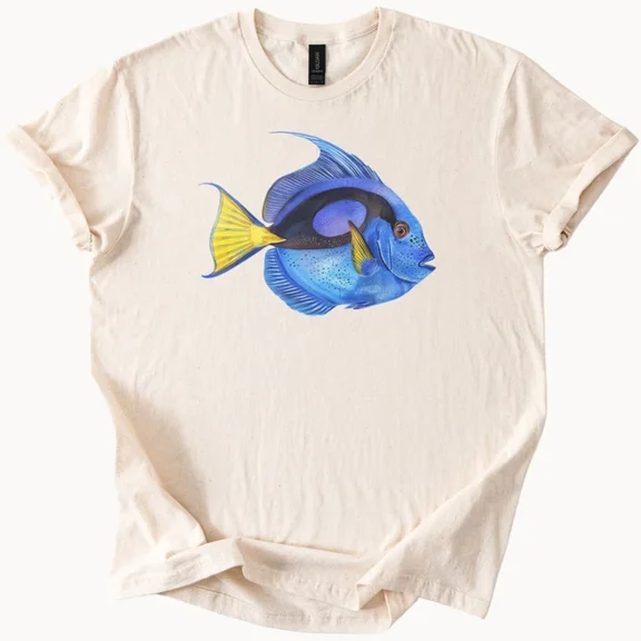 Hot Trending Blue Tang Fish Graphic T Shirt Ocean Reef Sea Life Tee Design Preview Only