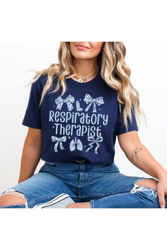 Hot Trending With Blue Toile Respiratory Therapist Shirt Coquette Rt Gifts Respiratory Therapy Gift Rcp Gift Rt Rrt T-Shirt Nicu Picu Icu Rn Pulmonary Nurse Design Preview Only