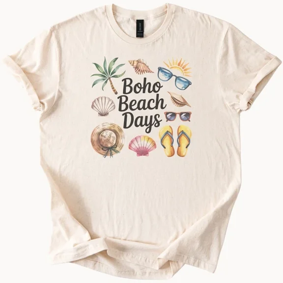 Hot Trending Boho Beach Days Tee Summer Vacation Shirt Beach Lover Top Womens Boho Design Preview Only