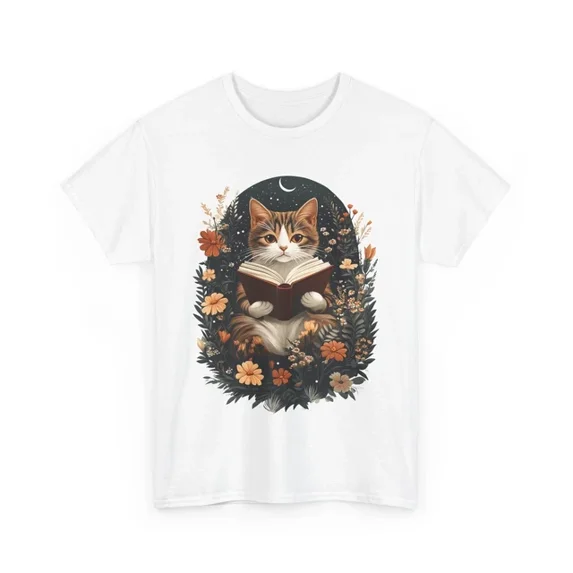 Hot Trending Book Lover T-Shirt | Funny Reading Shirt | Cat Reading a Book Boho T-Shirt Design Preview Only