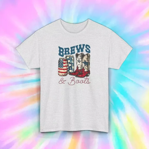 Hot Trending Brews & Boots T-Shirt | & Cowboy Boots | Country Western Design Preview Only