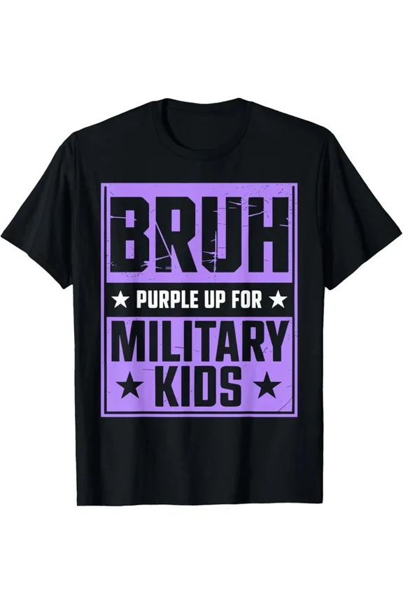 Hot Trending Bruh Purple Up For Military Military Child Month Boys T-Shirt S-5Xl Birthday Gifts; For Men & Women