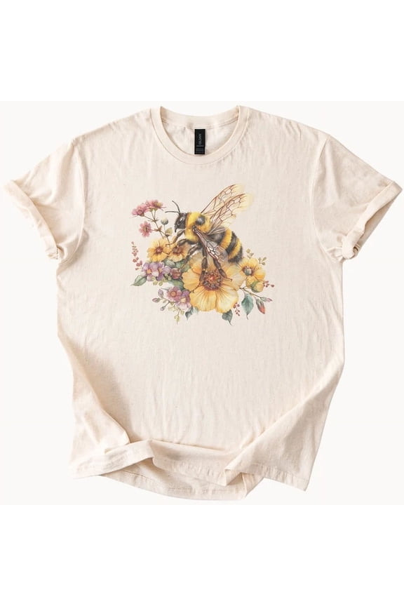 Hot Trending Bumblebee Flowers Tee Cute Honey Bee Graphic Shirt Design Preview Only