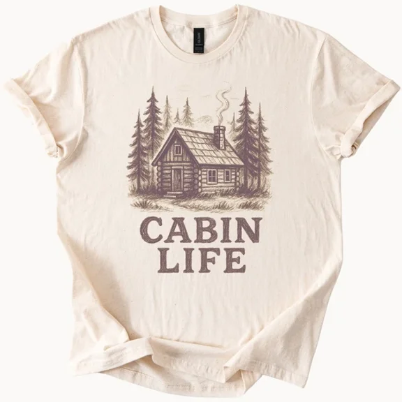 Hot Trending Cabin Life Tee Log Cabin Shirt Mountain Camping Top Design Preview Only