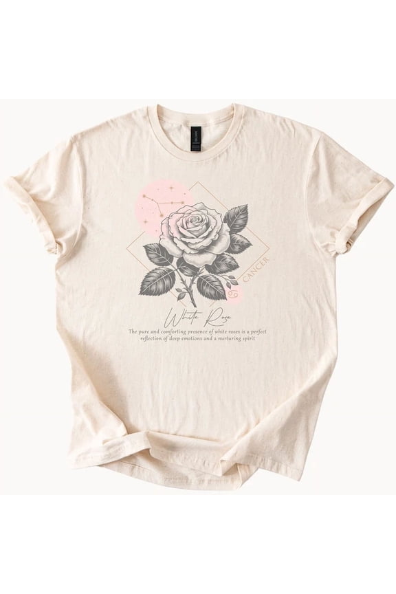 Hot Trending Cancer White Rose Tee Zodiac Horoscope Shirt Design Preview Only