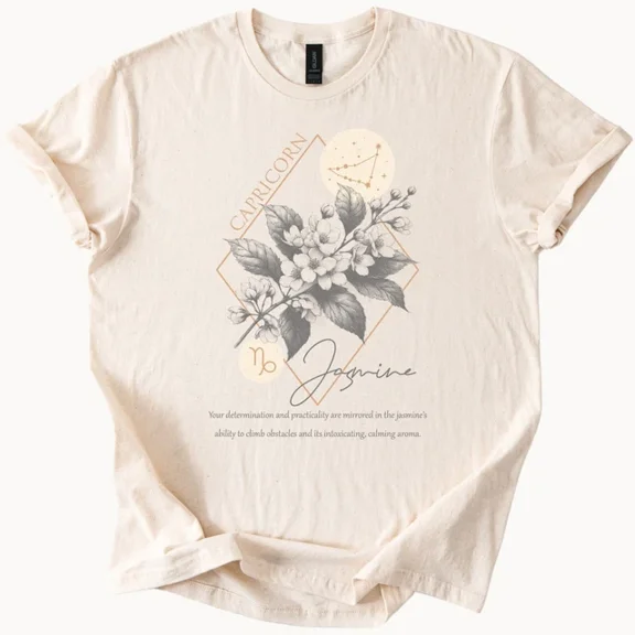 Hot Trending Capricorn Jasmine Tee Zodiac Flower Shirt Design Preview Only