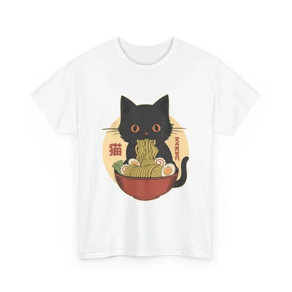 Hot Trending Cat Ramen Funny Graphic Tees Japanese Kawaii Cat Anime T-Shirt S-5Xl Birthday Gifts; For Men & Women