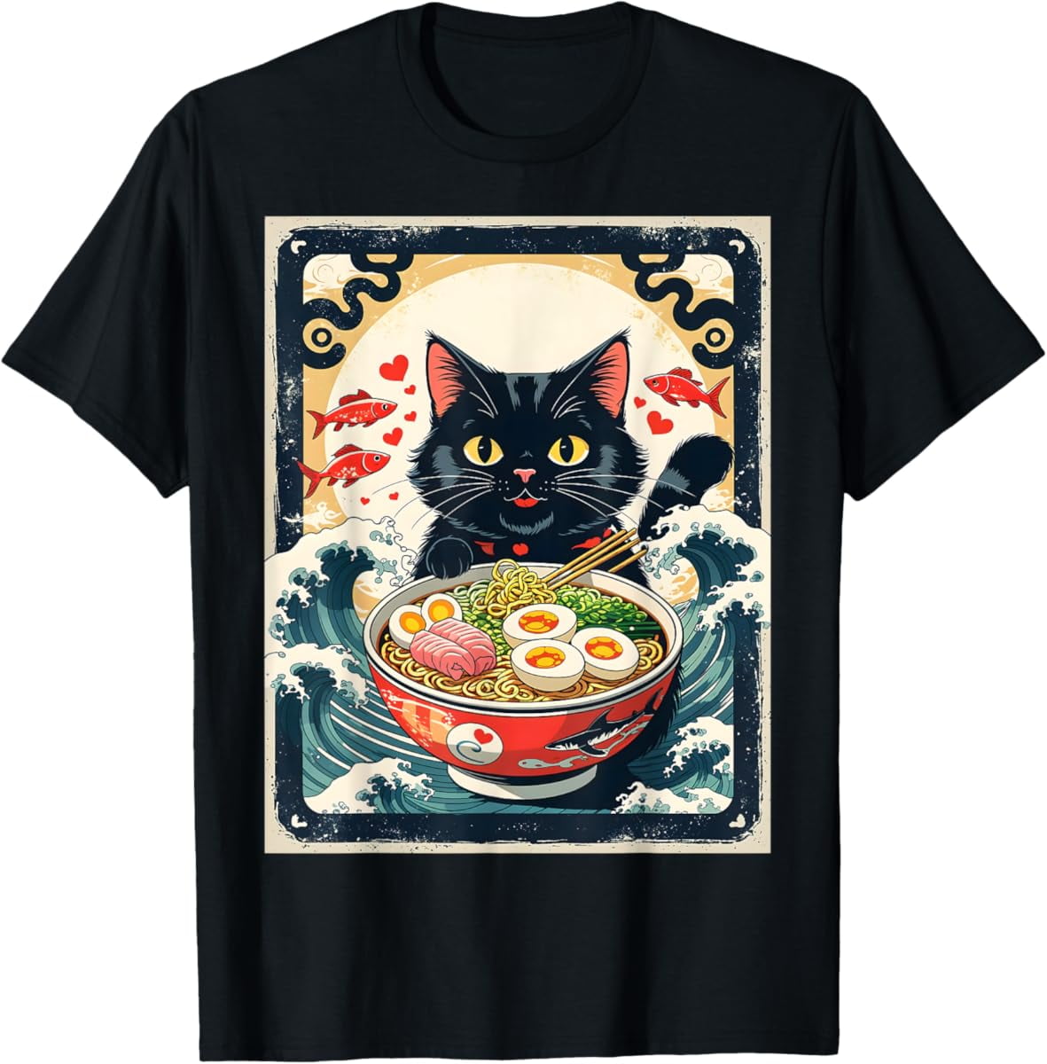 Hot Trending Cat Ramen Japanese Funny Graphic Tees Kawaii Cat Anime ...