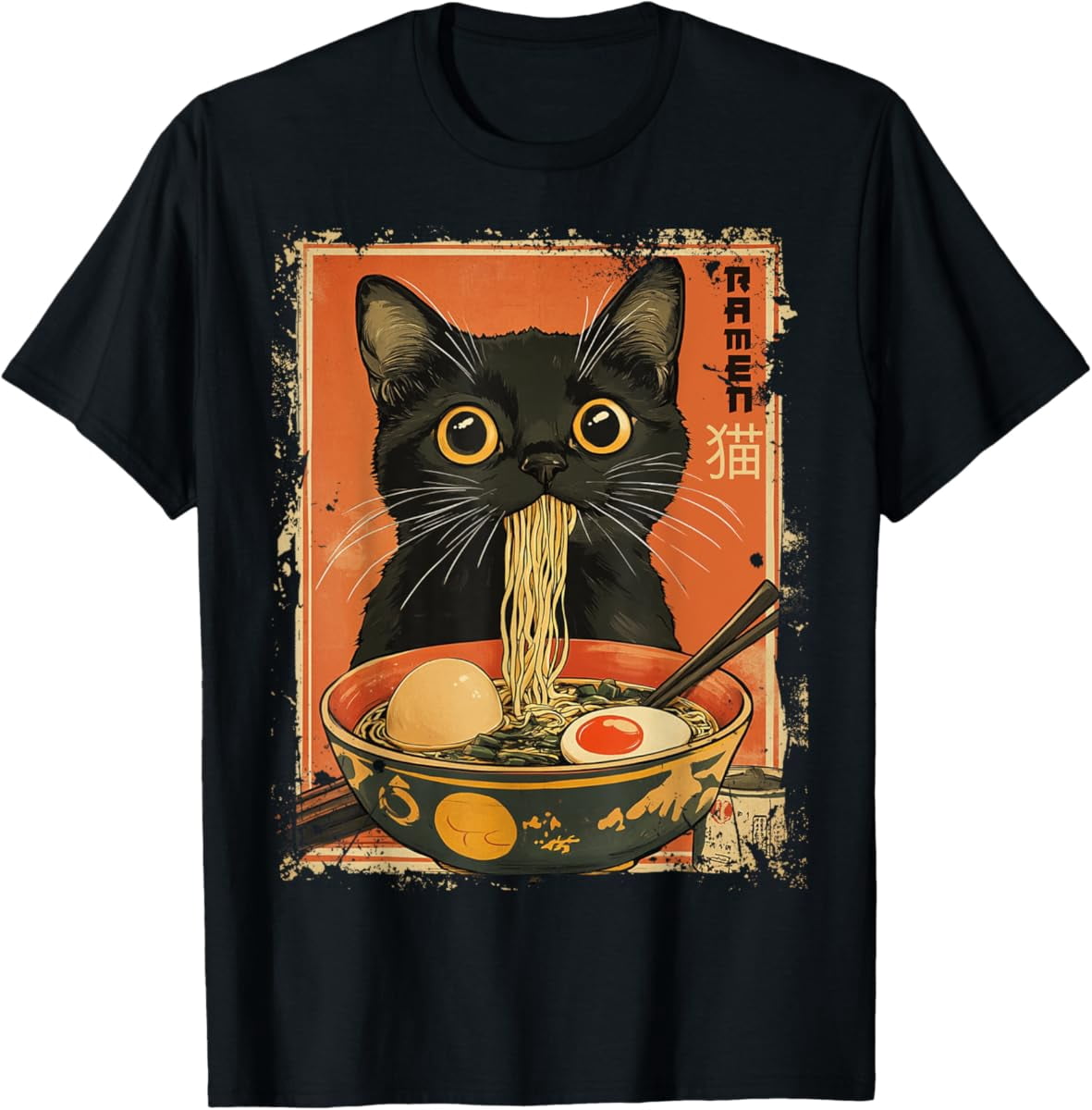Hot Trending Cat Ramen Japanese Funny Graphic Tees Kawaii Cat Anime ...