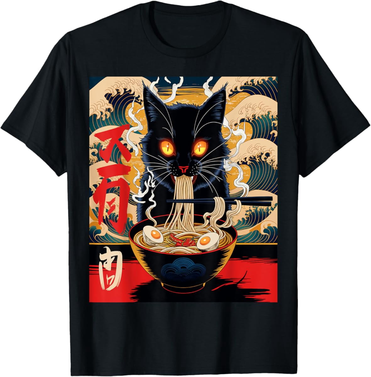 Hot Trending Cat Ramen Japanese Funny Graphic Tees Kawaii Cat Anime tee ...