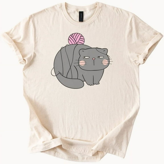 Hot Trending Cat Yarn Ball Funny Graphic T Shirt Tee Design Preview Only