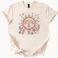 thumbnail image 1 of Hot Trending Celestial Sun Flowers Tee Boho Graphic T Shirt Design Preview Only, 1 of 4