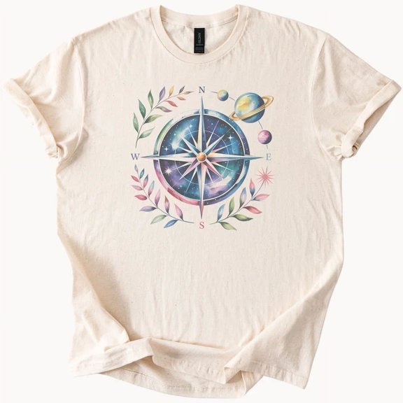 Hot Trending Celestial compass with planets pastel galaxy navigation graphic shirt Design Preview Only