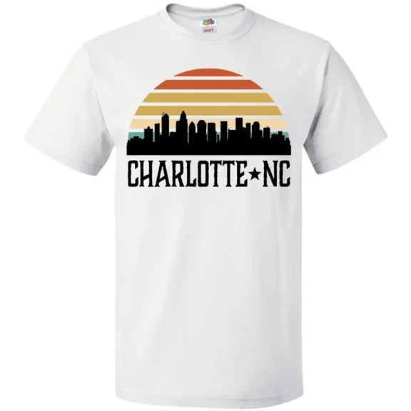 Hot Trending Charlotte North Carolina Skyline T-Shirt Trip Vintage Silhouette Mens S-5Xl Birthday Gifts; For Men & Women
