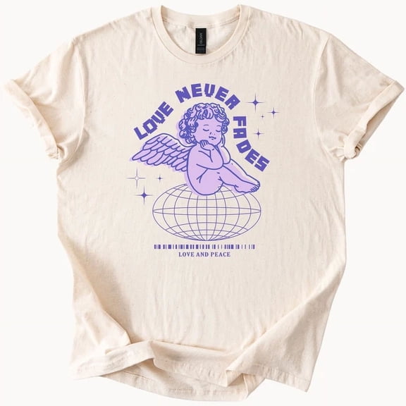 Hot Trending Cherub Angel Globe Love Never Fades Graphic T Shirt Design Preview Only