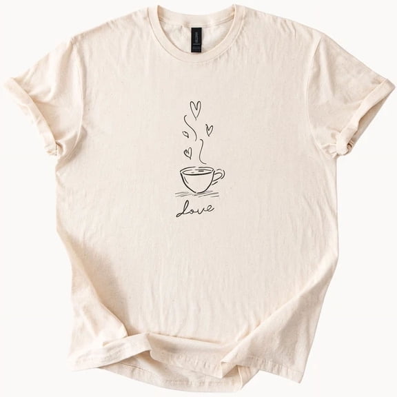 Hot Trending Coffee Heart Tee Love Graphic Shirt Cute Women Top Design Preview Only